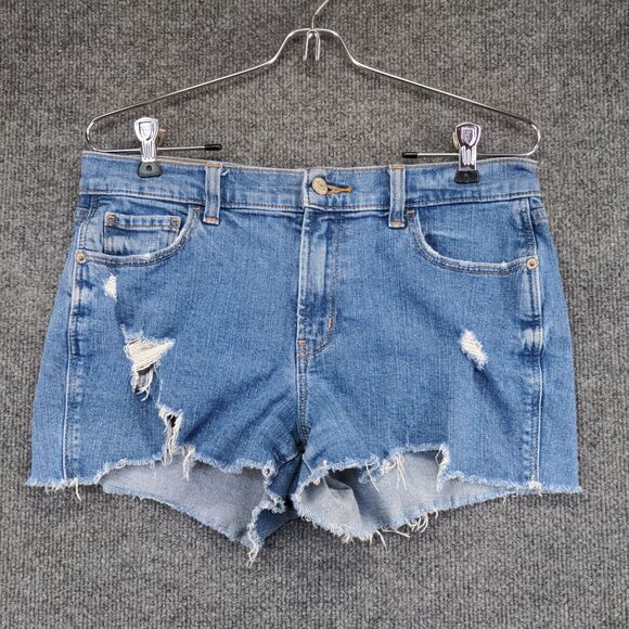 Old Navy Boyfriend Jean Shorts Blue Size 6 5 Pocket Distressed Cotton - Picture 2 of 12